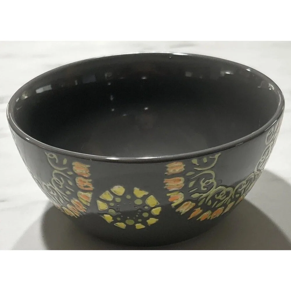 180 Robin Pickens Cereal Bowls Green Floral Textured Set of 4 Mixed Patterns